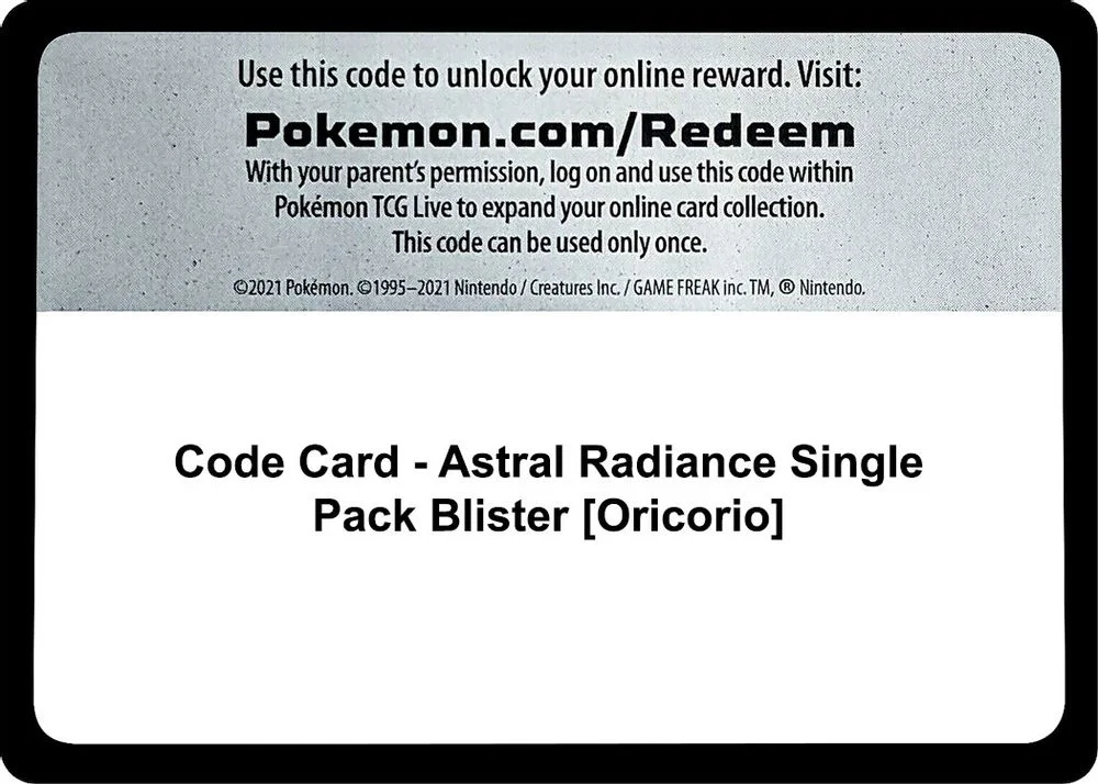 Code Card - SWSH10: Astral Radiance Single Pack Blister [Oricorio]