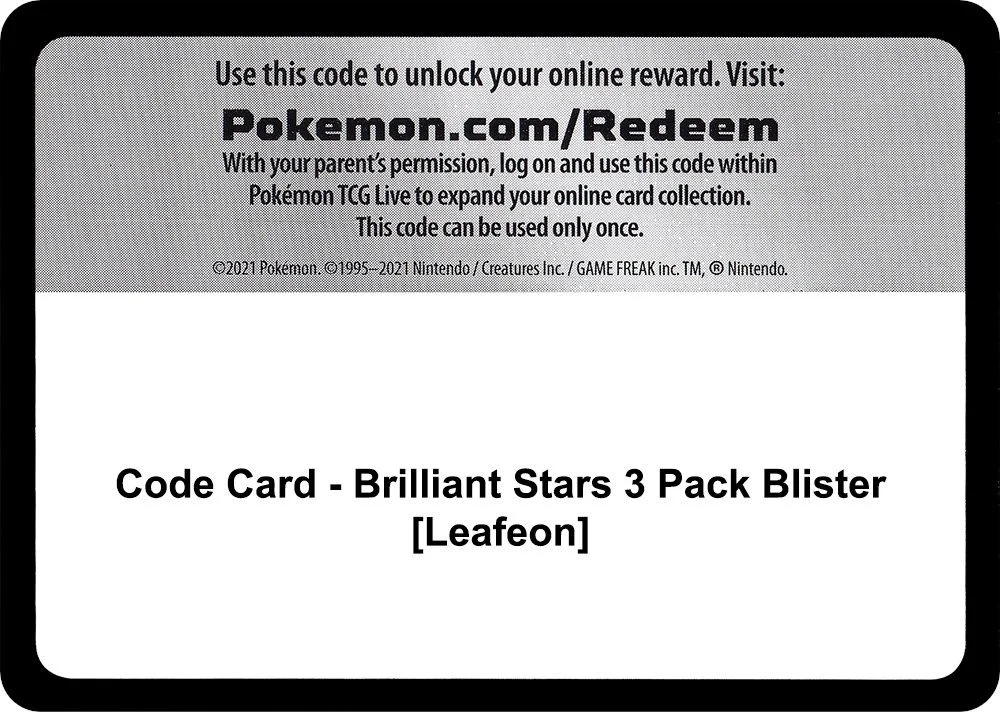 Code Card - Brilliant Stars 3 Pack Blister [Leafeon]