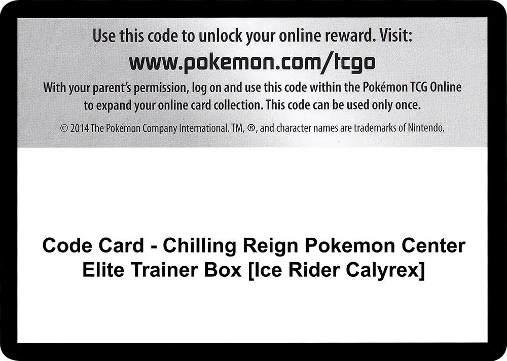 Code Card - Chilling Reign Pokemon Center Elite Trainer Box [Ice Rider Calyrex]