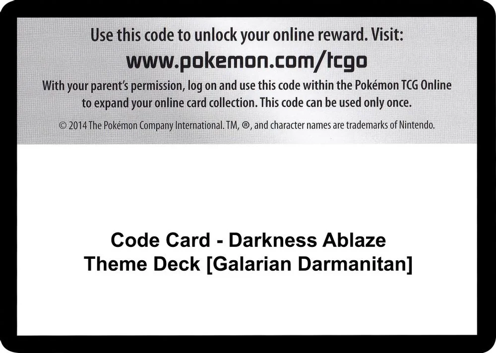 Code Card - Darkness Ablaze Theme Deck [Galarian Darmanitan]