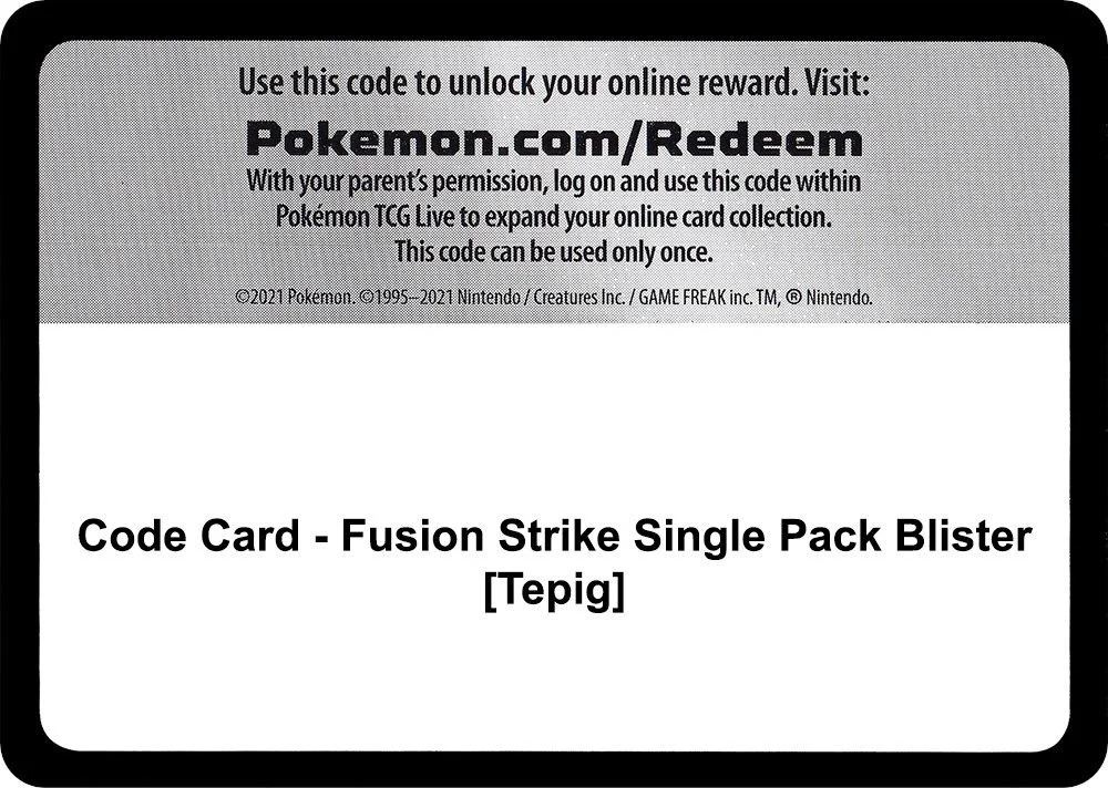 Code Card - Fusion Strike Single Pack Blister [Tepig]
