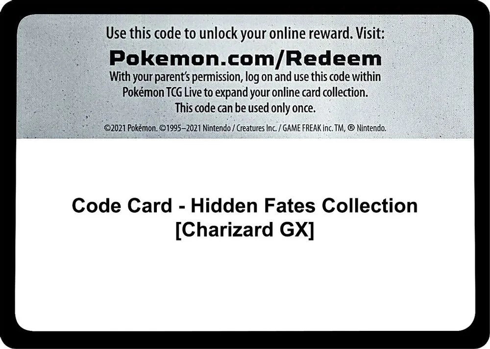 Code Card - Hidden Fates Collection [Charizard GX]