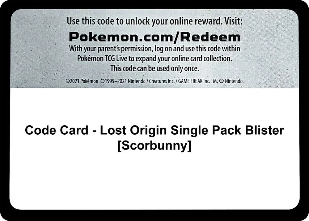 Code Card - Lost Origin Single Pack Blister [Scorbunny]