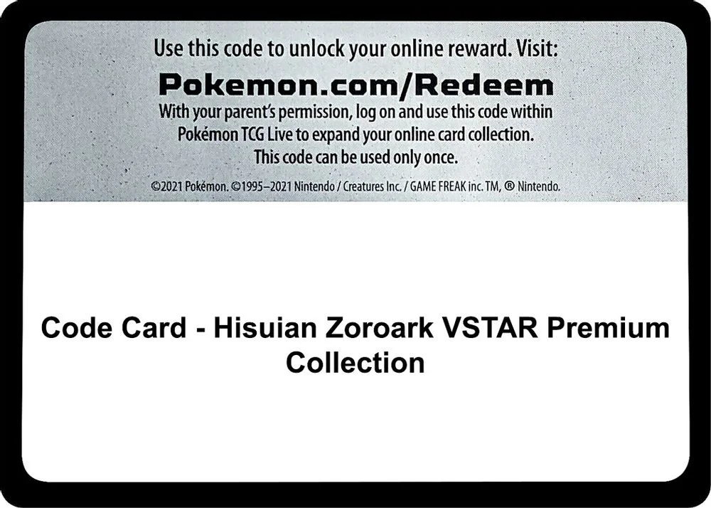 Code Card - Hisuian Zoroark VSTAR Premium Collection