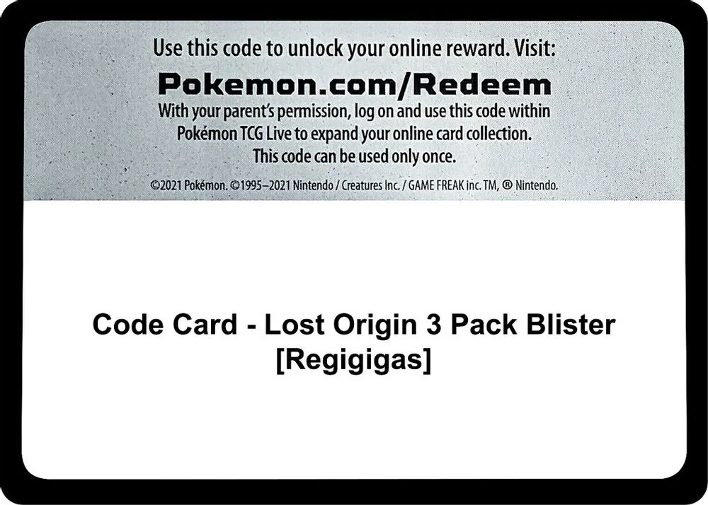Code Card - Lost Origin 3 Pack Blister [Regigigas]