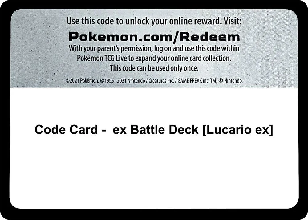 Code Card - ex Battle Deck [Lucario ex]