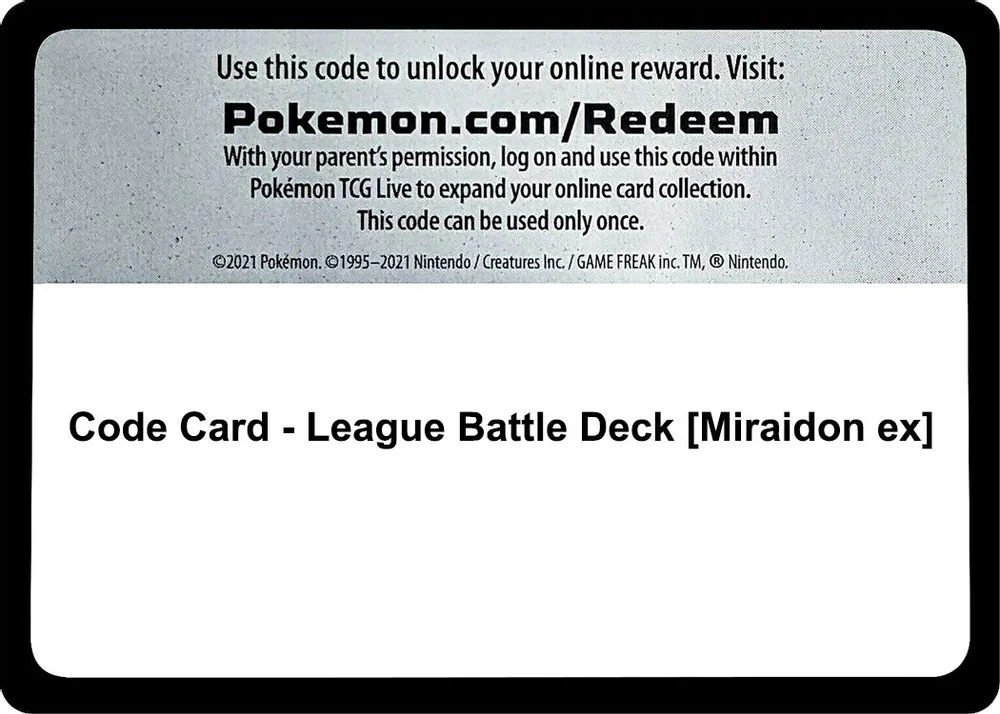 Code Card - League Battle Deck [Miraidon ex]