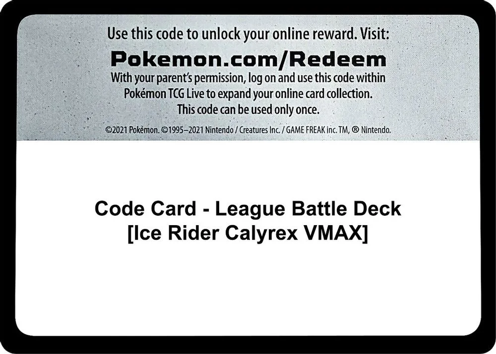 Code Card - League Battle Deck [Ice Rider Calyrex VMAX]
