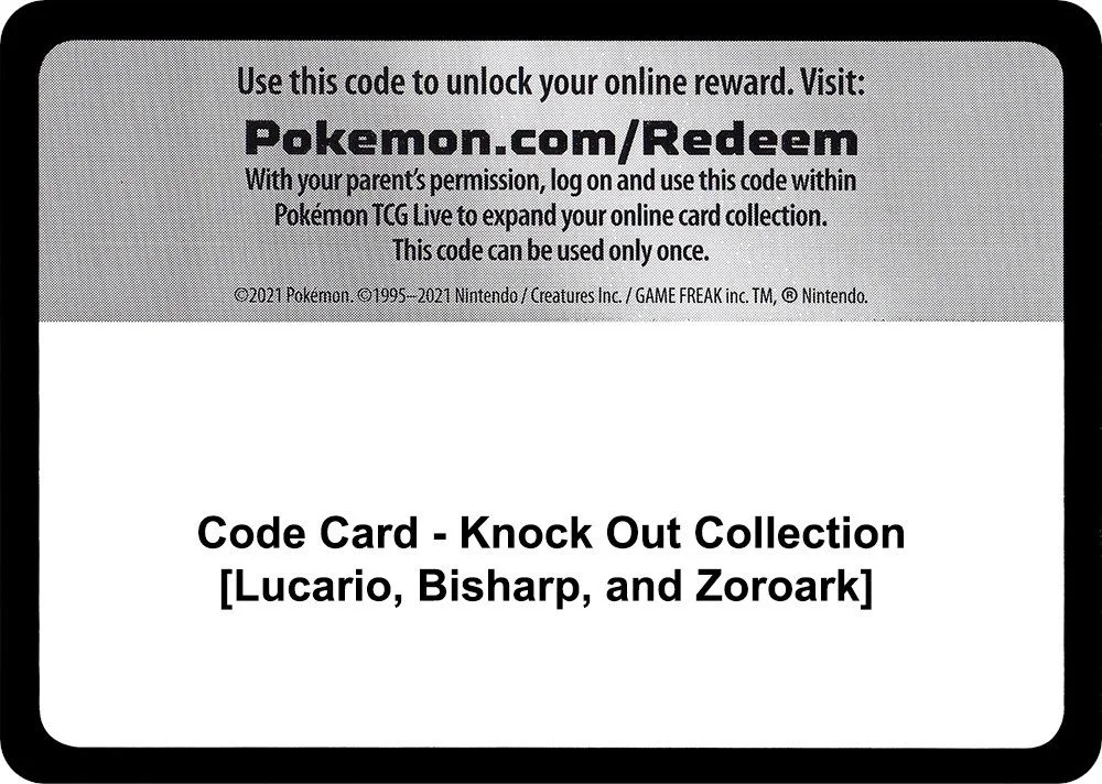 Code Card - Knock Out Collection [Lucario, Bisharp, and Zoroark]