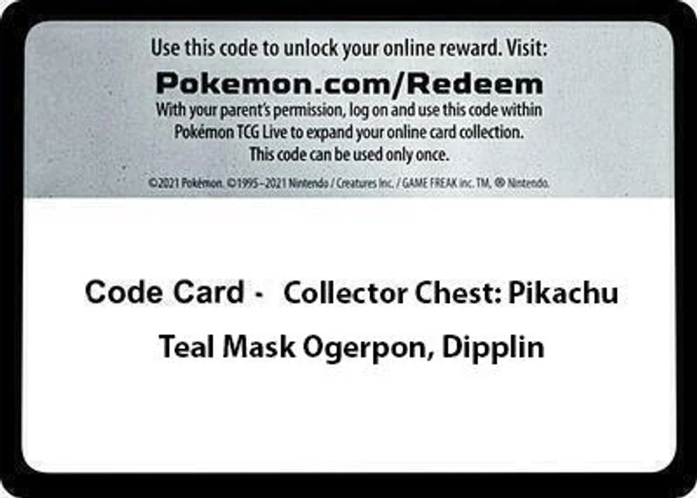 Code Card - Collector Chest: Pikachu, Teal Mask Ogerpon, Dipplin