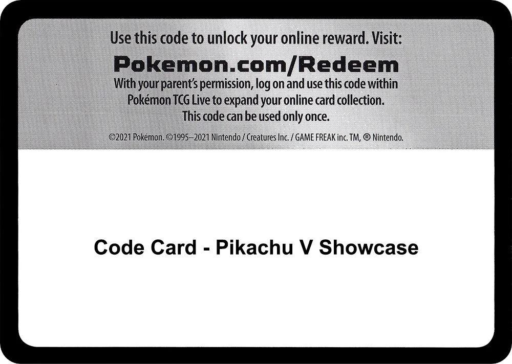 Code Card - Pikachu V Showcase