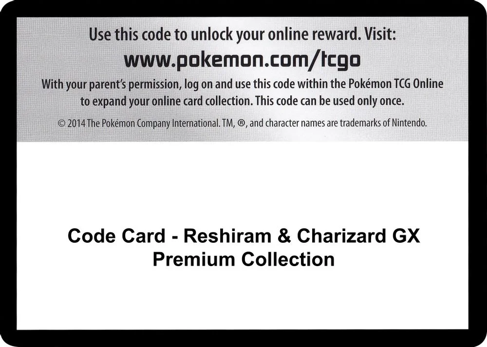 Code Card - Reshiram & Charizard GX Premium Collection