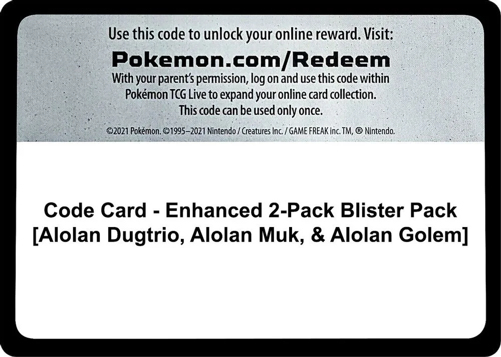 Code Card - Enhanced 2-Pack Blister Pack [Alolan Dugtrio, Alolan Muk, & Alolan Golem]