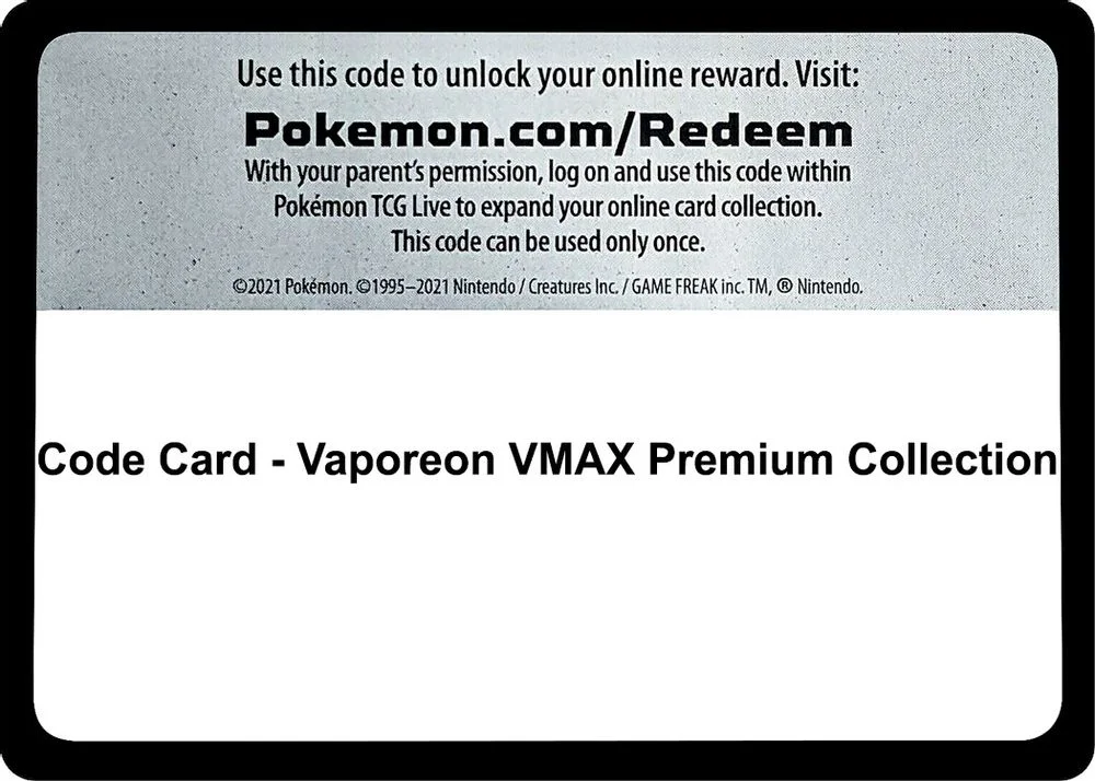 Code Card - Vaporeon VMAX Premium Collection