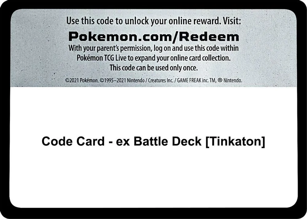 Code Card - ex Battle Deck [Tinkaton]