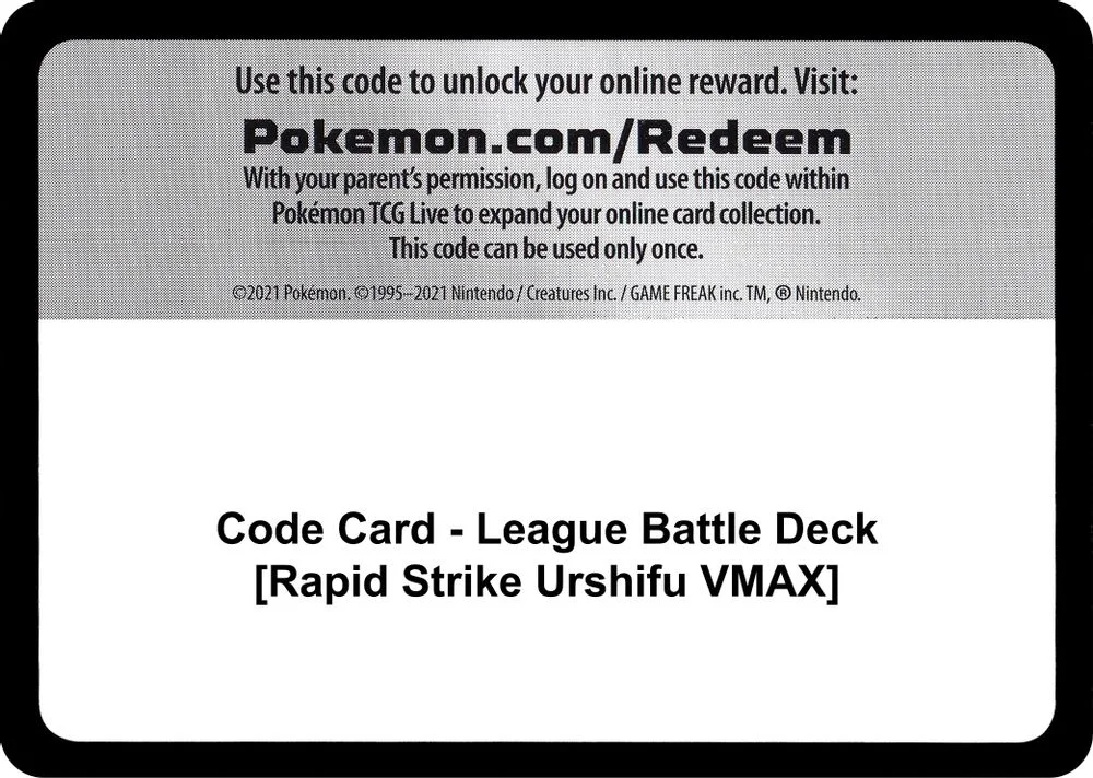 Code Card - League Battle Deck [Rapid Strike Urshifu VMAX]