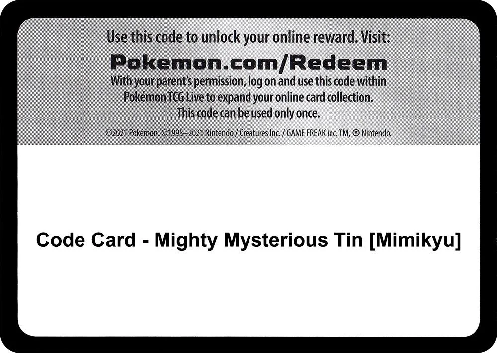 Code Card - Mighty Mysterious Tin [Mimikyu]