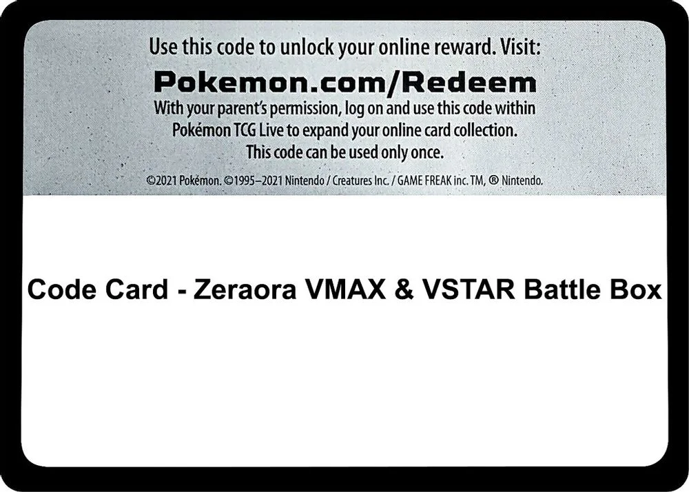 Code Card - Zeraora VMAX & VSTAR Battle Box