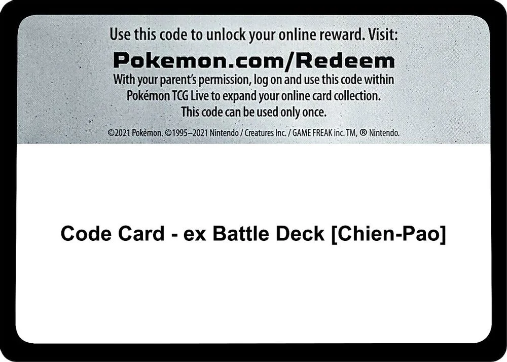 Code Card - ex Battle Deck [Chien-Pao]