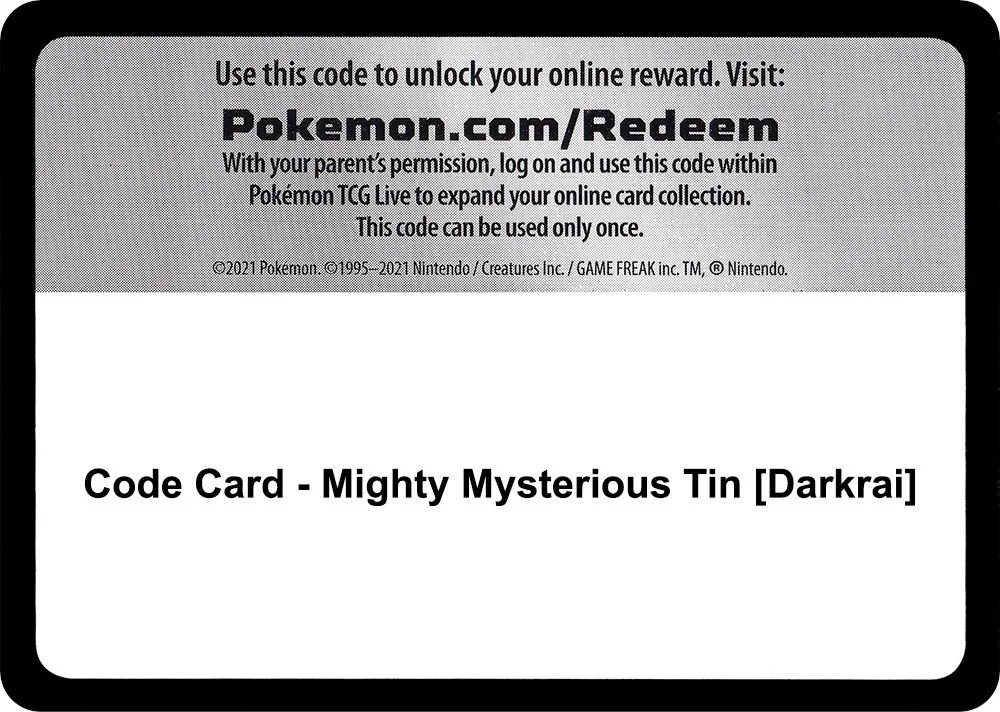 Code Card - Mighty Mysterious Tin [Darkrai]