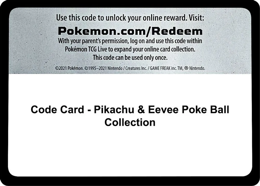 Code Card - Pikachu & Eevee Poke Ball Collection