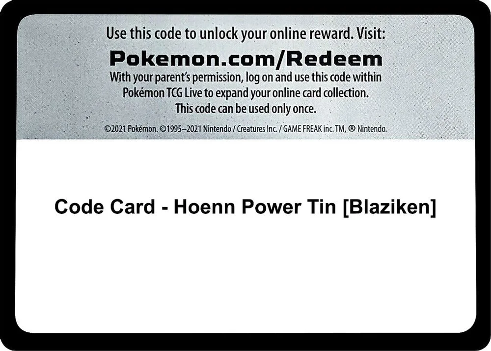 Code Card - Hoenn Power Tin [Blaziken]