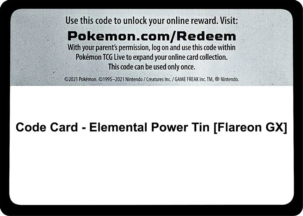 Code Card - Elemental Power Tin [Flareon GX]