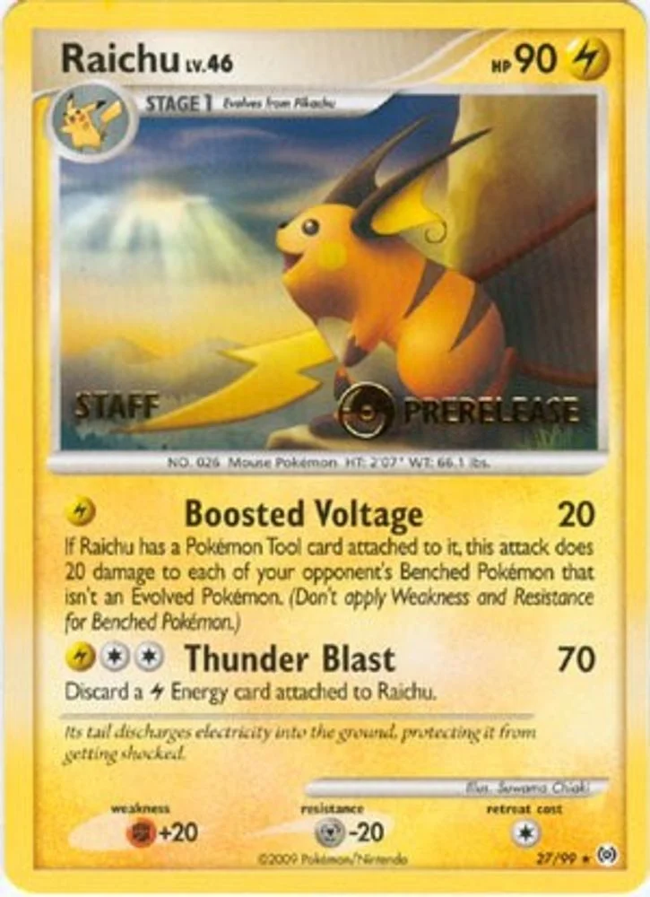 Raichu - 27/99 (Prerelease) [Staff]