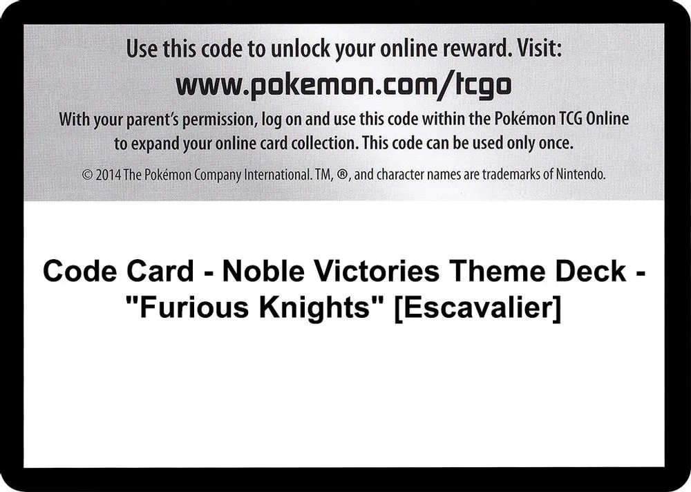 Code Card - Noble Victories Theme Deck - "Furious Knights" [Escavalier]