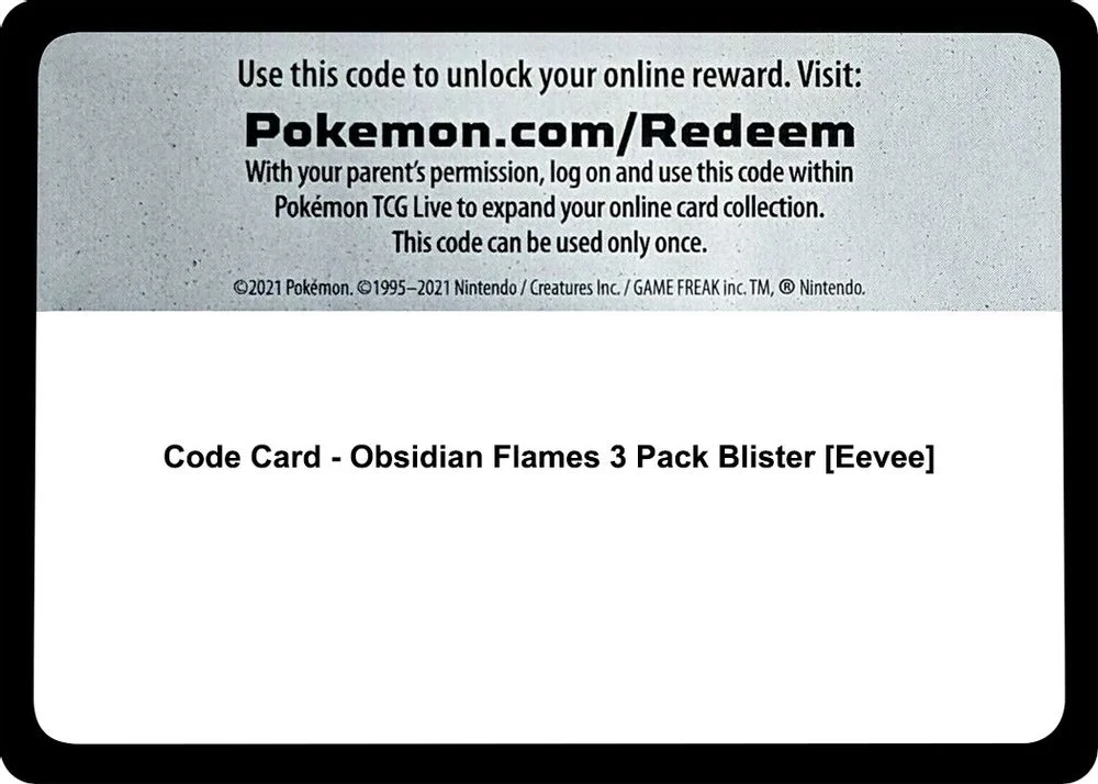 Code Card - Obsidian Flames 3 Pack Blister [Eevee]