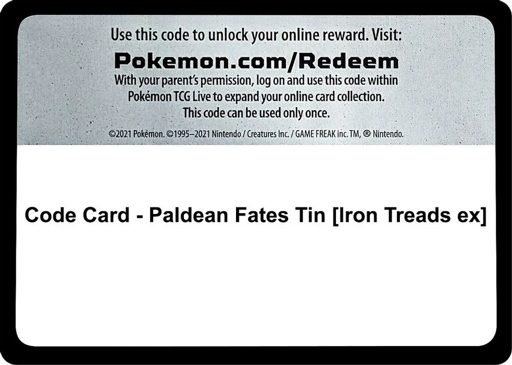 Code Card - Paldean Fates Tin [Iron Treads ex]