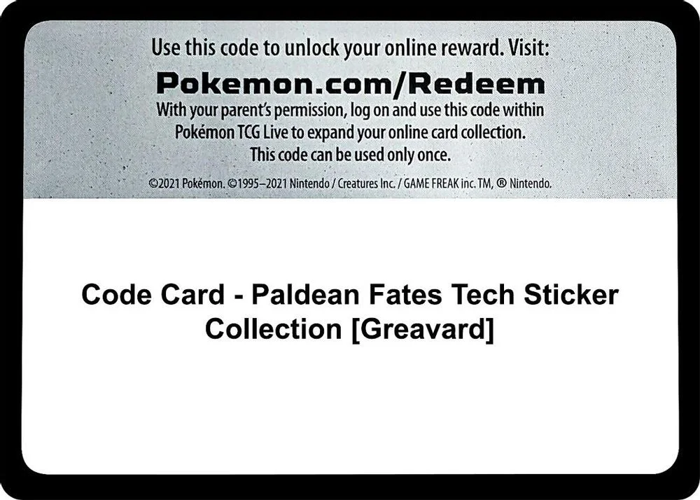 Code Card - Paldean Fates Tech Sticker Collection [Greavard]