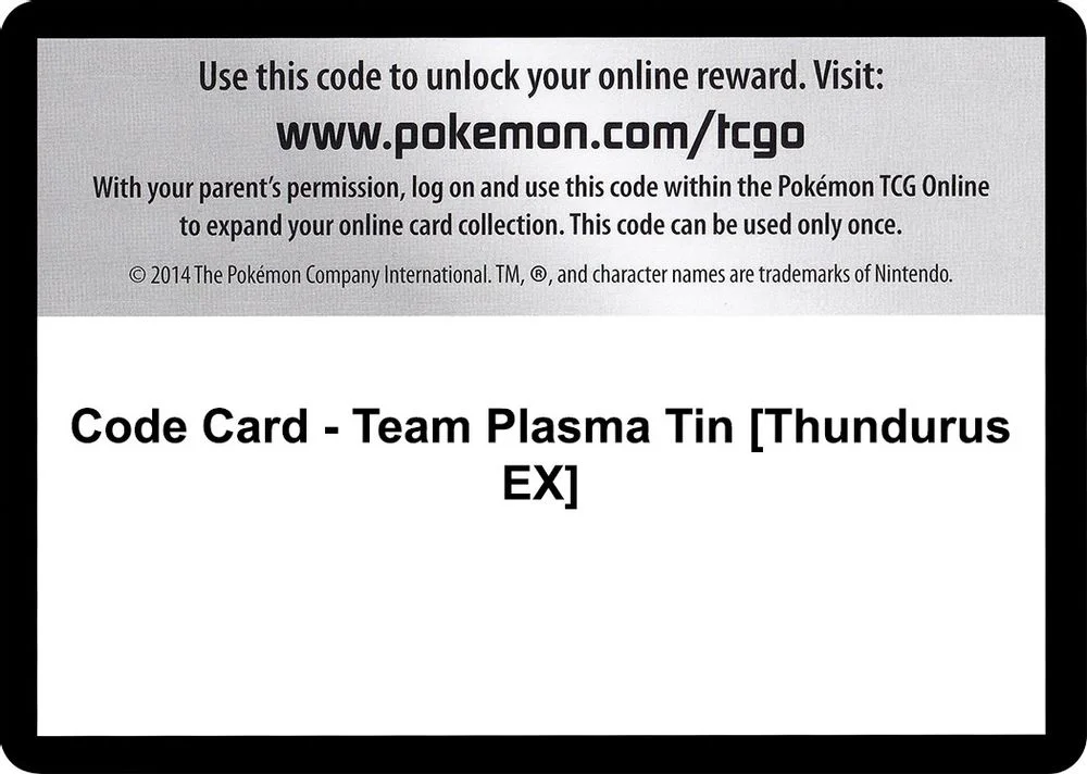 Code Card - Team Plasma Tin [Thundurus EX]