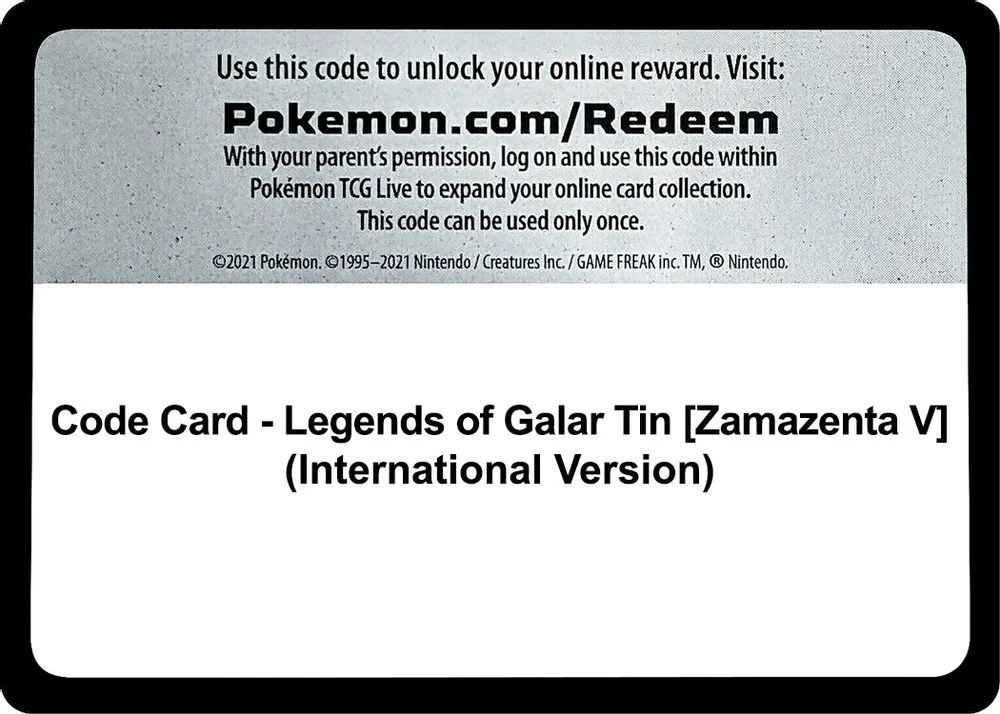 Code Card - Legends of Galar Tin [Zamazenta V] (International Version)