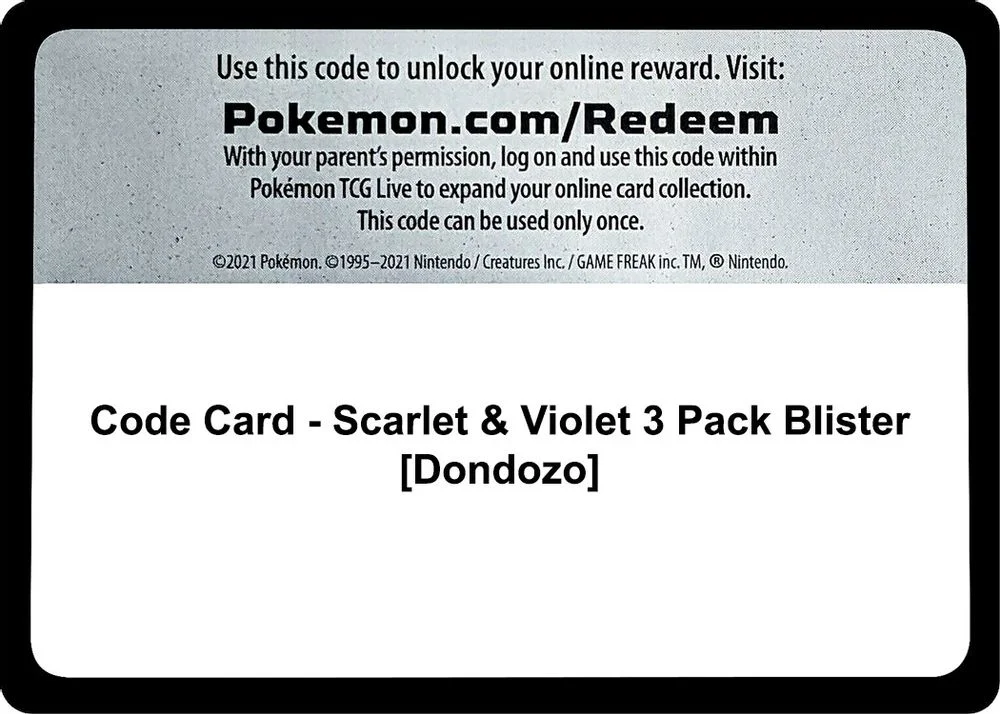 Code Card - Scarlet & Violet 3 Pack Blister [Dondozo]