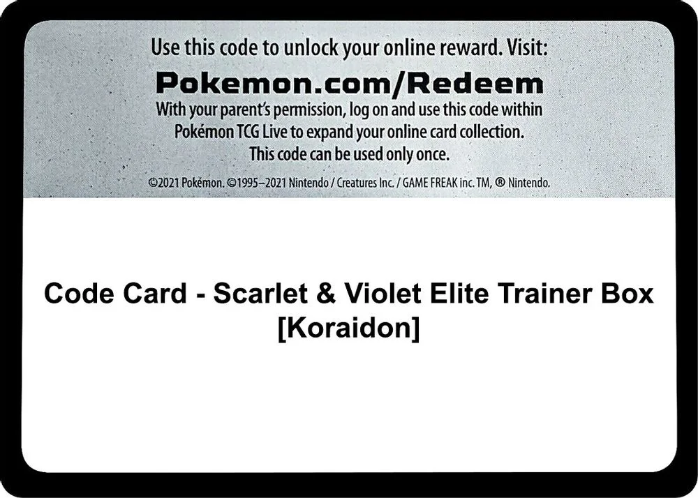 Code Card - Scarlet & Violet Elite Trainer Box [Koraidon]