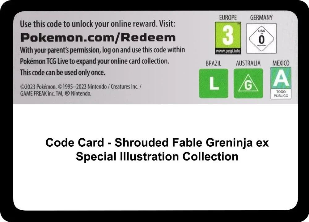 Code Card - Shrouded Fable Greninja ex Special Illustration Collection