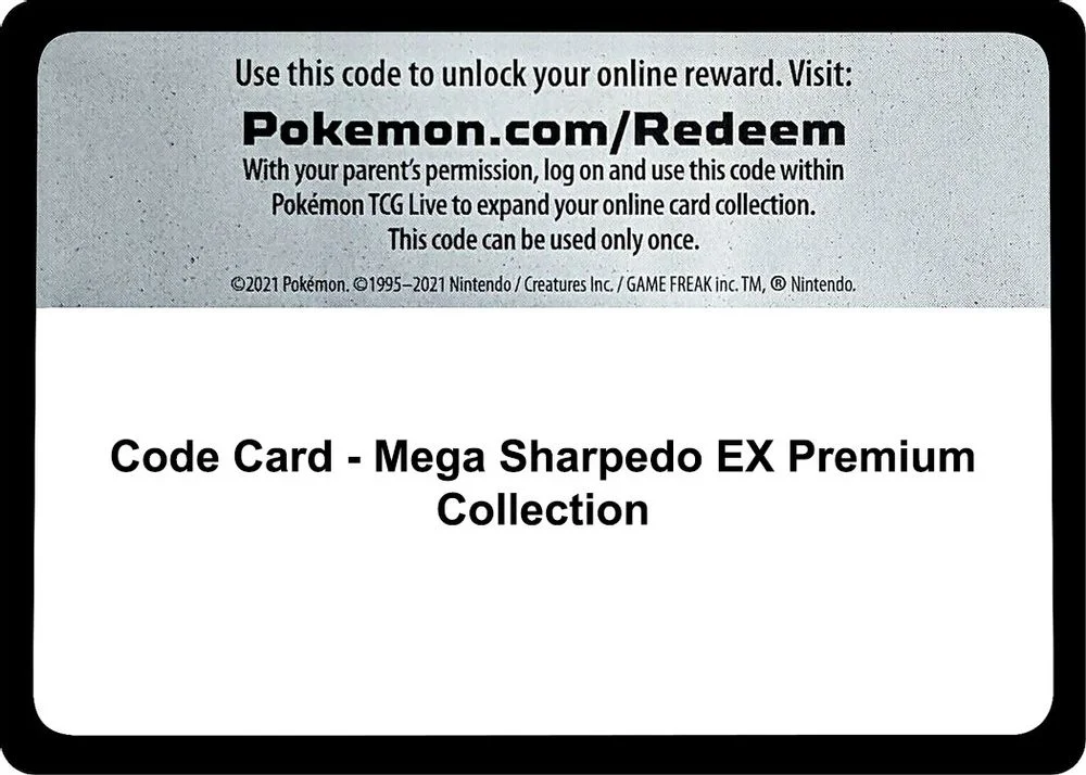 Code Card - Mega Sharpedo EX Premium Collection