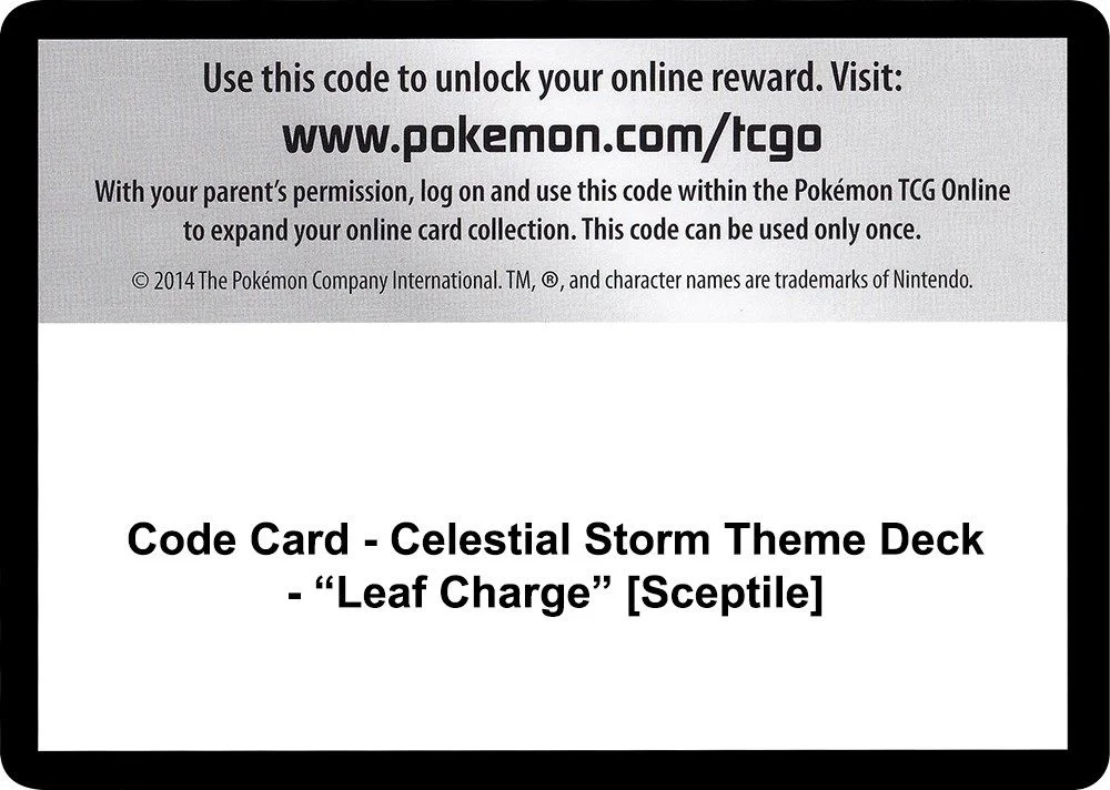 Code Card - Celestial Storm Theme Deck - "Leaf Charge" [Sceptile]