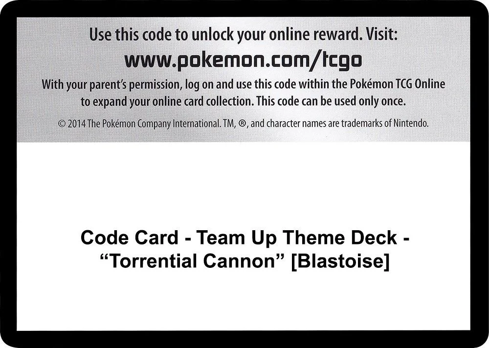 Code Card - Team Up Theme Deck - "Torrential Cannon" [Blastoise]