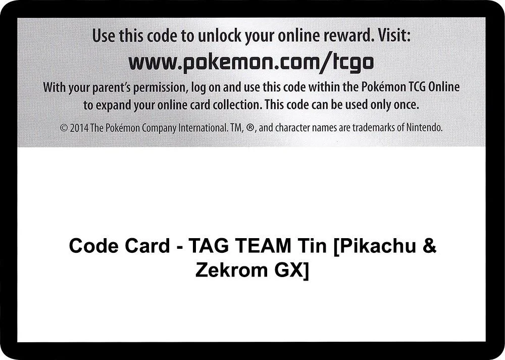 Code Card - TAG TEAM Tin [Pikachu & Zekrom GX]