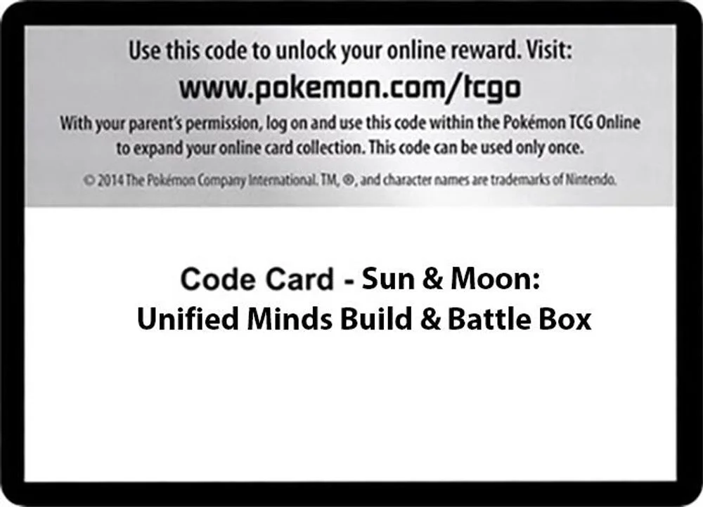 Code Card - Sun & Moon Unified Minds Build & Battle Box