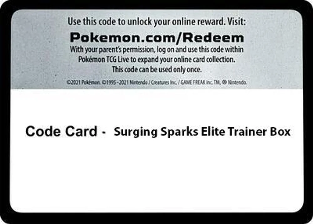 Code Card - Surging Spark Elite Trainer Box