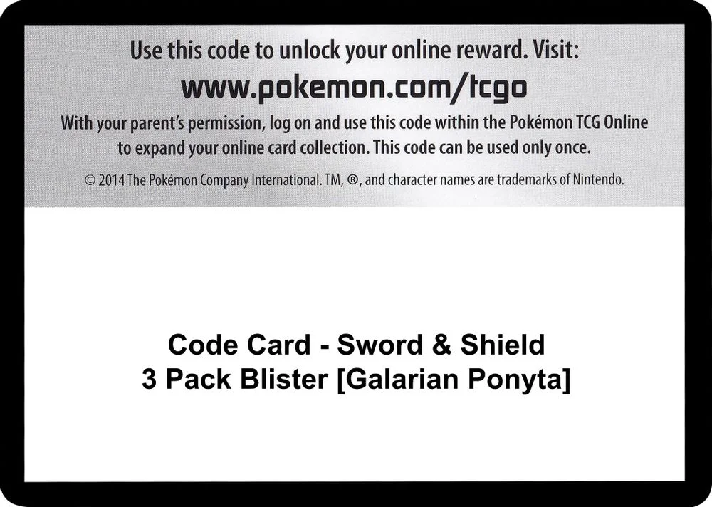 Code Card - Sword & Shield 3 Pack Blister [Galarian Ponyta]