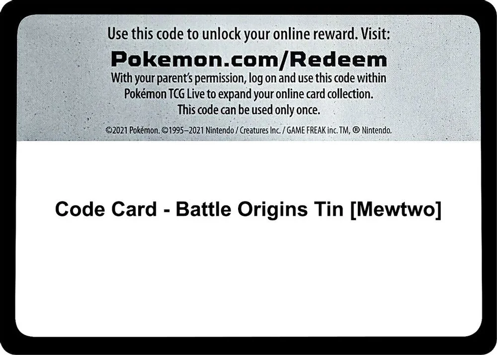 Code Card - Battle Origins Tin [Mewtwo]