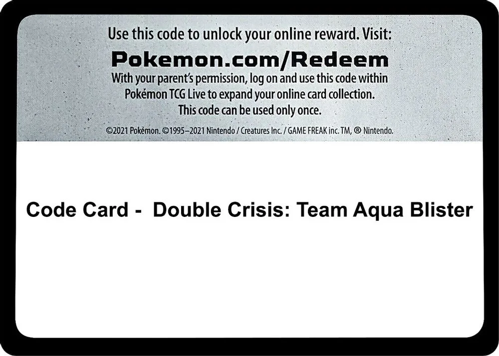 Code Card - Double Crisis: Team Aqua Blister