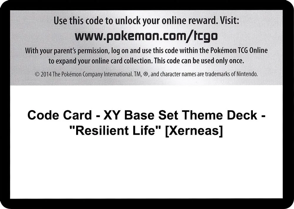 Code Card - XY Base Set Theme Deck - "Resilient Life" [Xerneas]