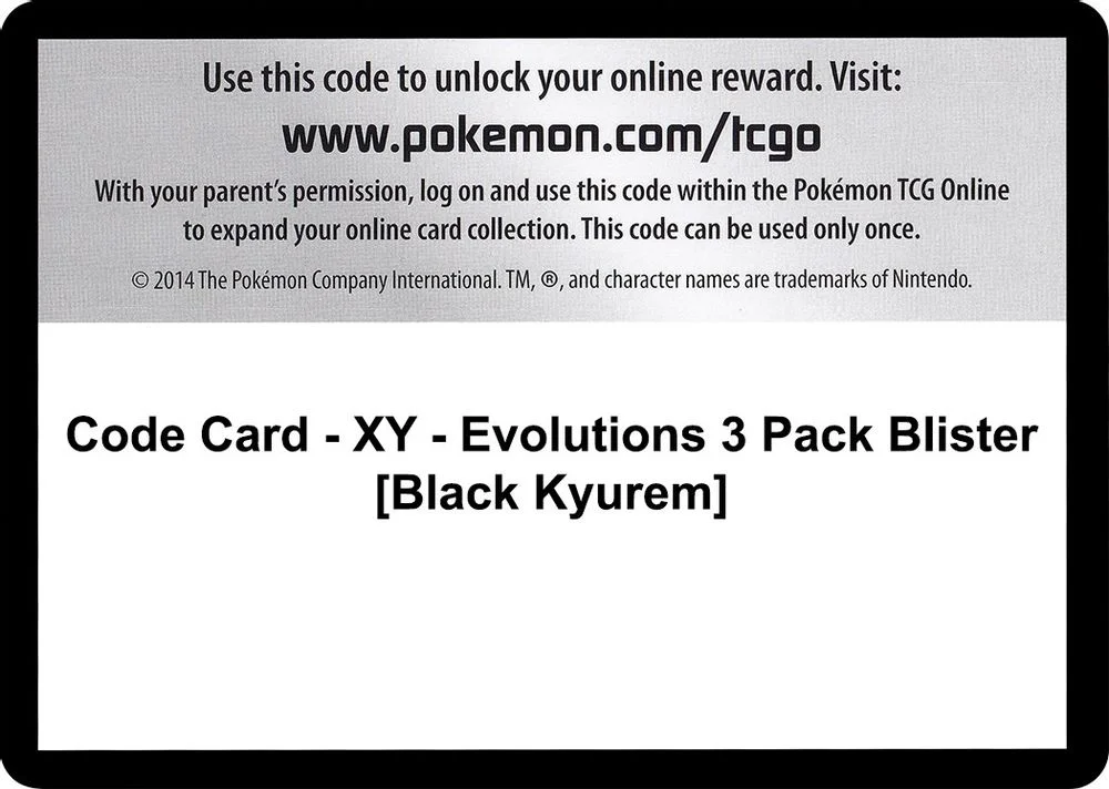 Code Card - XY - Evolutions 3 Pack Blister [Black Kyurem]