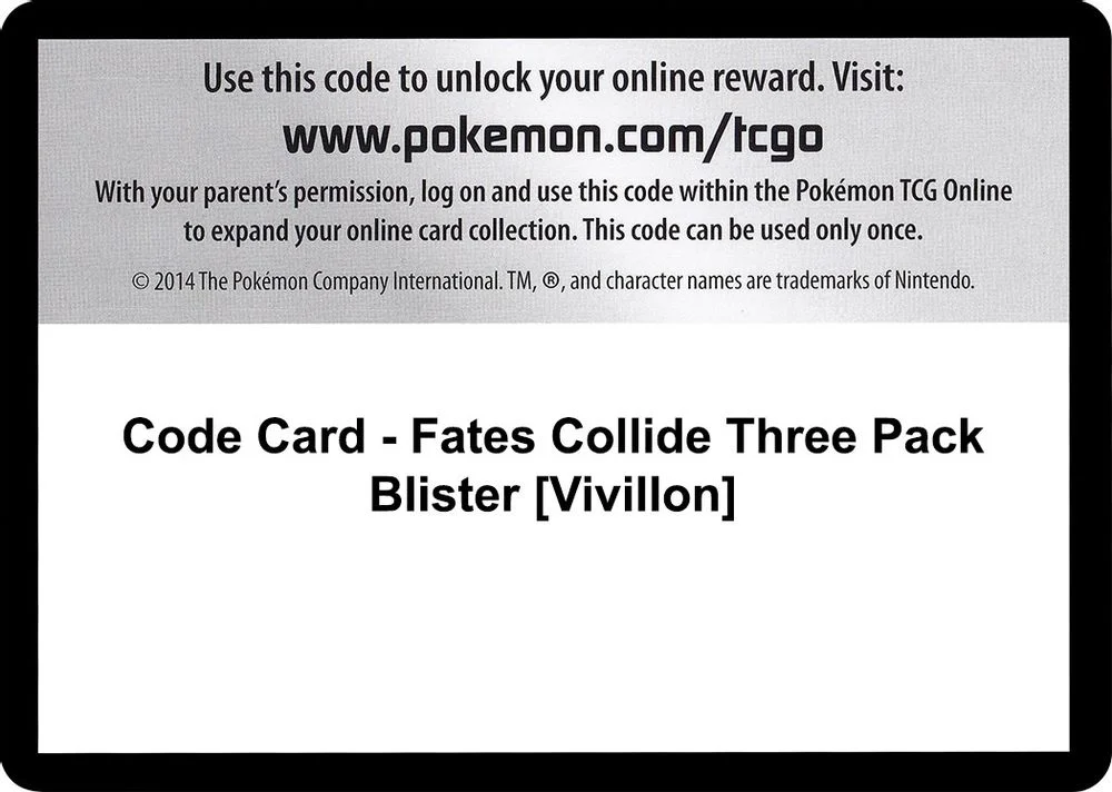 Code Card - Fates Collide Three Pack Blister [Vivillon]