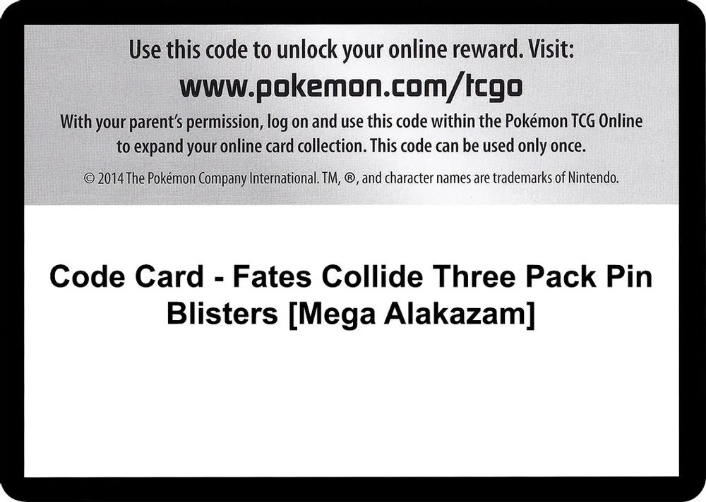 Code Card - Fates Collide Three Pack Pin Blisters [Mega Alakazam]